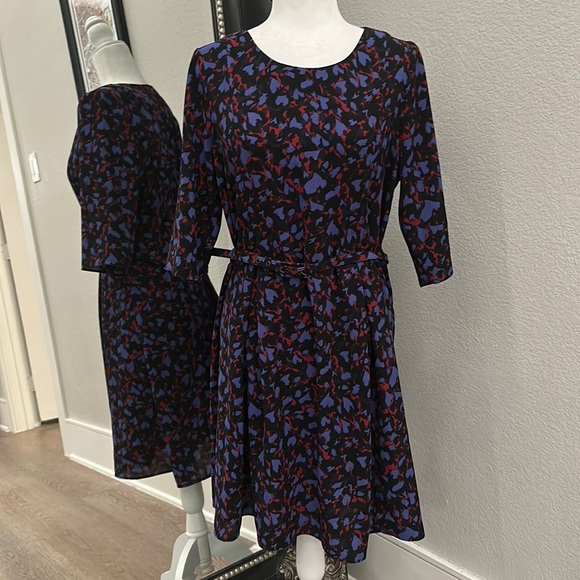 Seraphine Dresses & Skirts - Seraphine Maternity Midi Dress Long Sleeve Purple Red Black Belted Medium 10